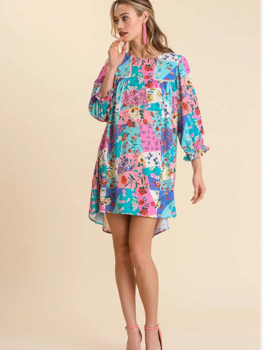 UMGEE Periwinkle and Blue Mixed Print Dress Sz: S